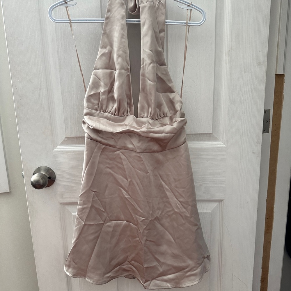 Halter Neck Satin Dress